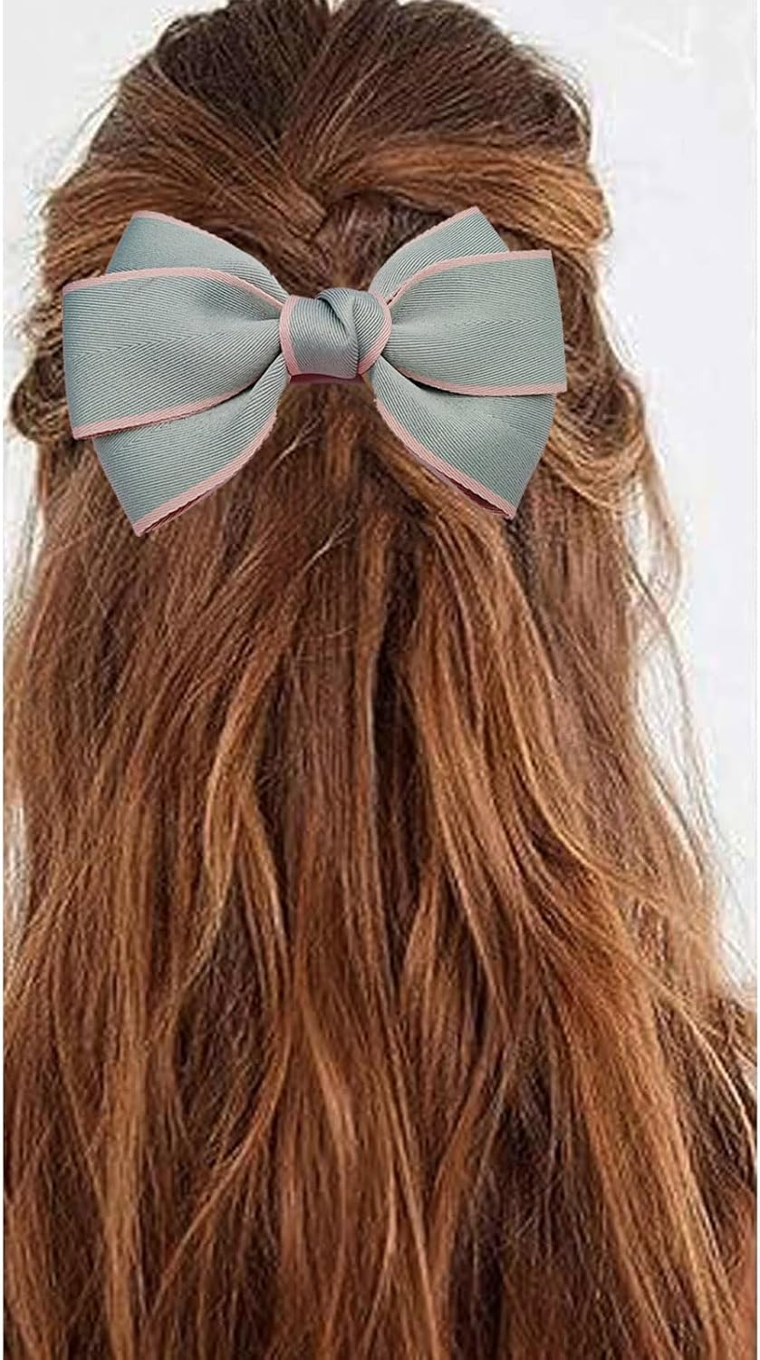 Blue Hair Bows for Women Bow Hair Clips Silky Satin Bow Clips Cute Hair Bow Clips French Hair Band Bow Prom Bows Hair Wedding Barrette Party Bowknot Hair Accessories image number 5