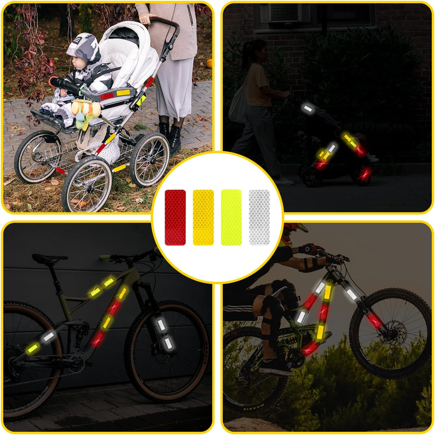 SAVITA 24Pcs 1.18X 3.25Inch Safety Reflective Stickers, Reflective Warning Stickers Waterproof Visibility Reflective Stickers Reflective Tape Stickers for Car Motorcycle Bike (Mixed Colors) image number 2