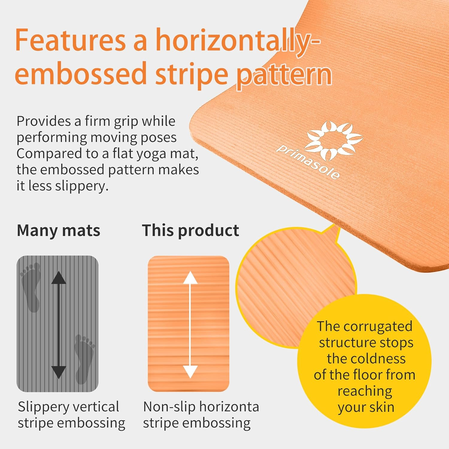 Primasole 1/2 Thick Exercise Mat with Carry Strap & Case Mat for Yoga Pilates Fitness at Home and Gym 72" L X 24" W