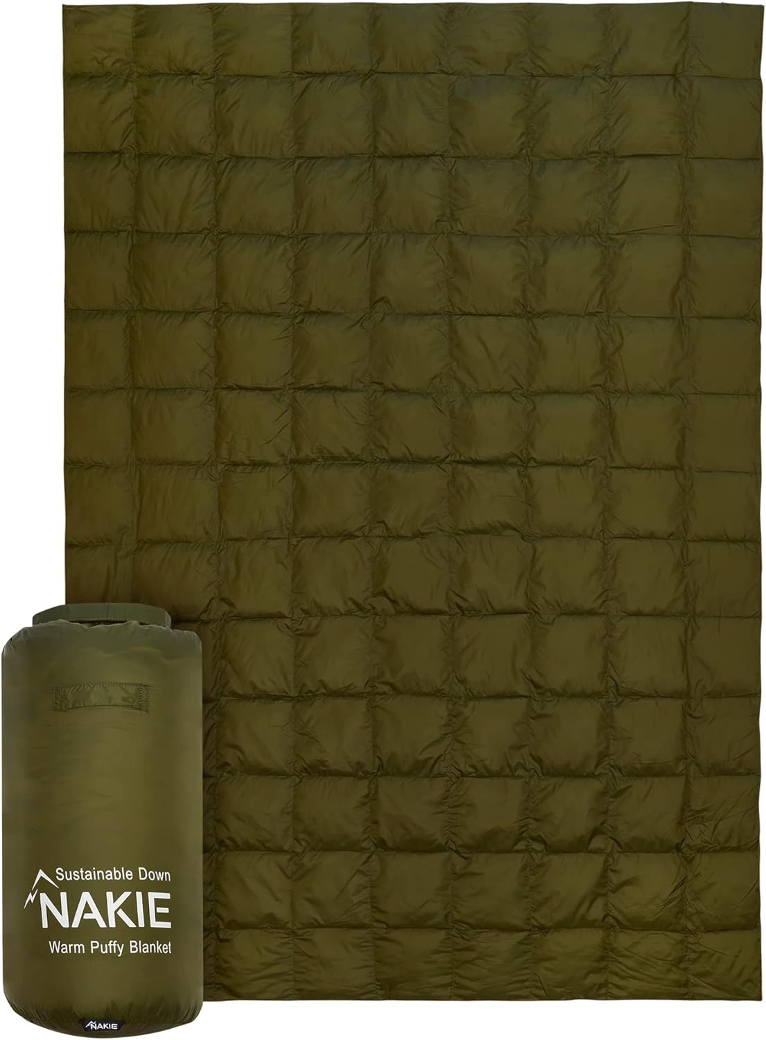 Nakie Puffy Blanket - Compact, Light Weight Portable, Camping, Travel and Hiking, Sustainable (Olive Green) image number 3