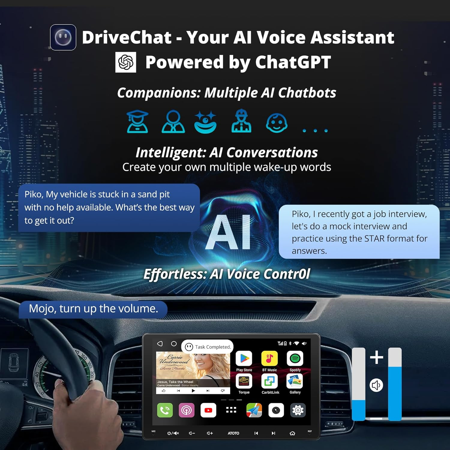 ATOTO S8 UN 9" QLED Android Double Din Car Stereo, 6+128GB, Built-In 4G/Wifi, Dual Bluetooth W/Aptx HD, Wireless Carplay & Android Auto, DSP&4 * 49W Amp, SCVC&LRV, GPS Tracking, S8G2099UN image number 2