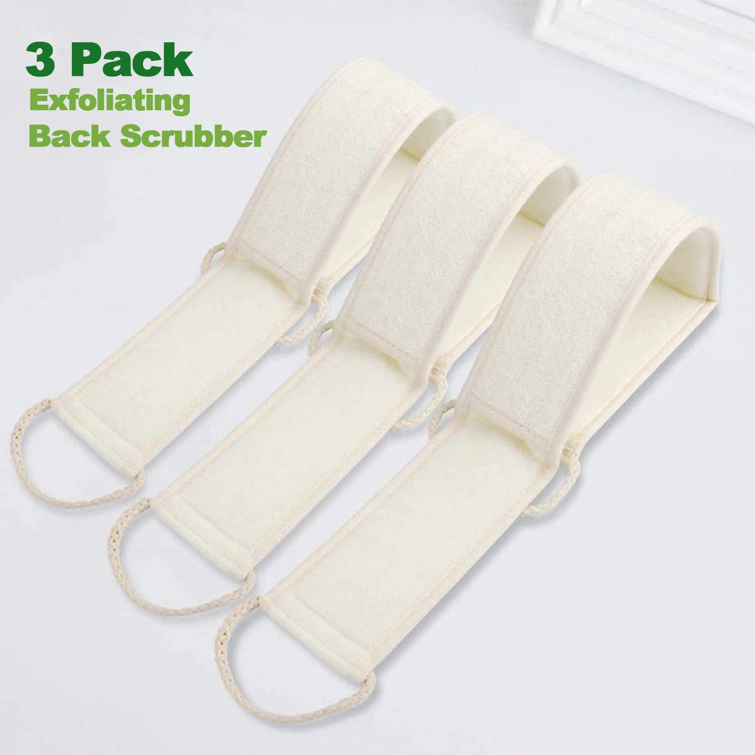 UCINNOVATE 3Pack 100% Natural Back Scrubber Loofah Shower, Eco-Friendly Bath Large Dual Side Shower Sponge Loofa, Back Brush Washer Body Scrubber Shower for Men Women image number 4