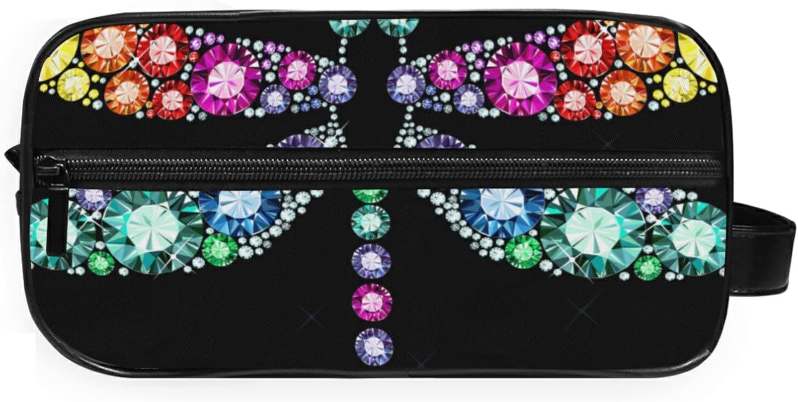 Toiletry Bag Unisex Cosmetic Bag Dragonfly Travel Organizer PU Leather Travel Cosmetic Case, Dragonfly, One Size - Dragonfly image number 6