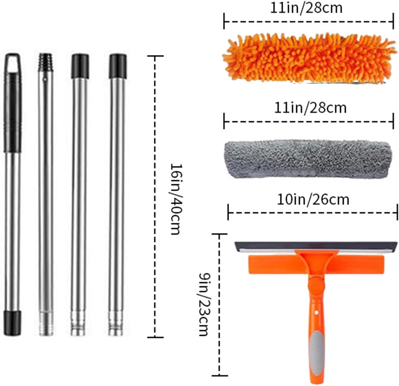 Tall Duster for High Ceilings - Long Reach Duster,Window Squeegee Cobweb Remover Cleaning Tools Kit for Furniture Indoor Home Roof Ceiling Fan Outdoor image number 1