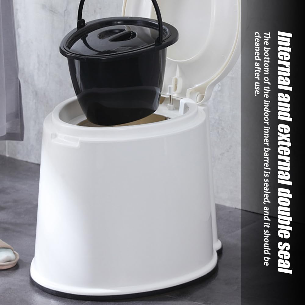 Portable Bucket Toilet,Elderly Commode,Potty with Paper Holder, Outdoor Emergency Toilet,For Camping,Long Trips,Elder,Camping,Travel,Hiking image number 1