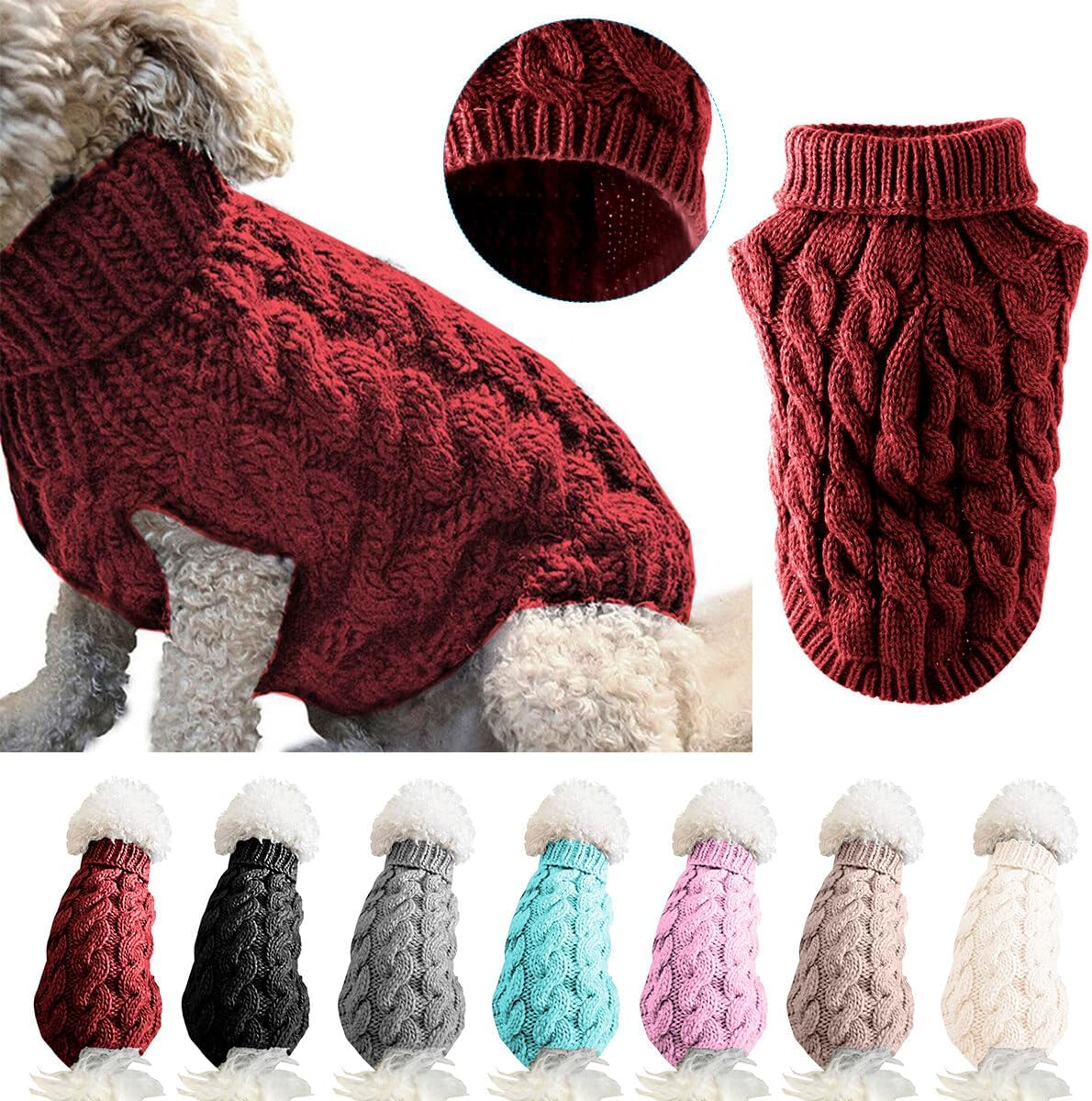 LASIEYO Dog Jumper, Pet Warm Jumper, Knitted Wool Winter Jumper for Medium and Large Dogs (XL, Red) image number 1