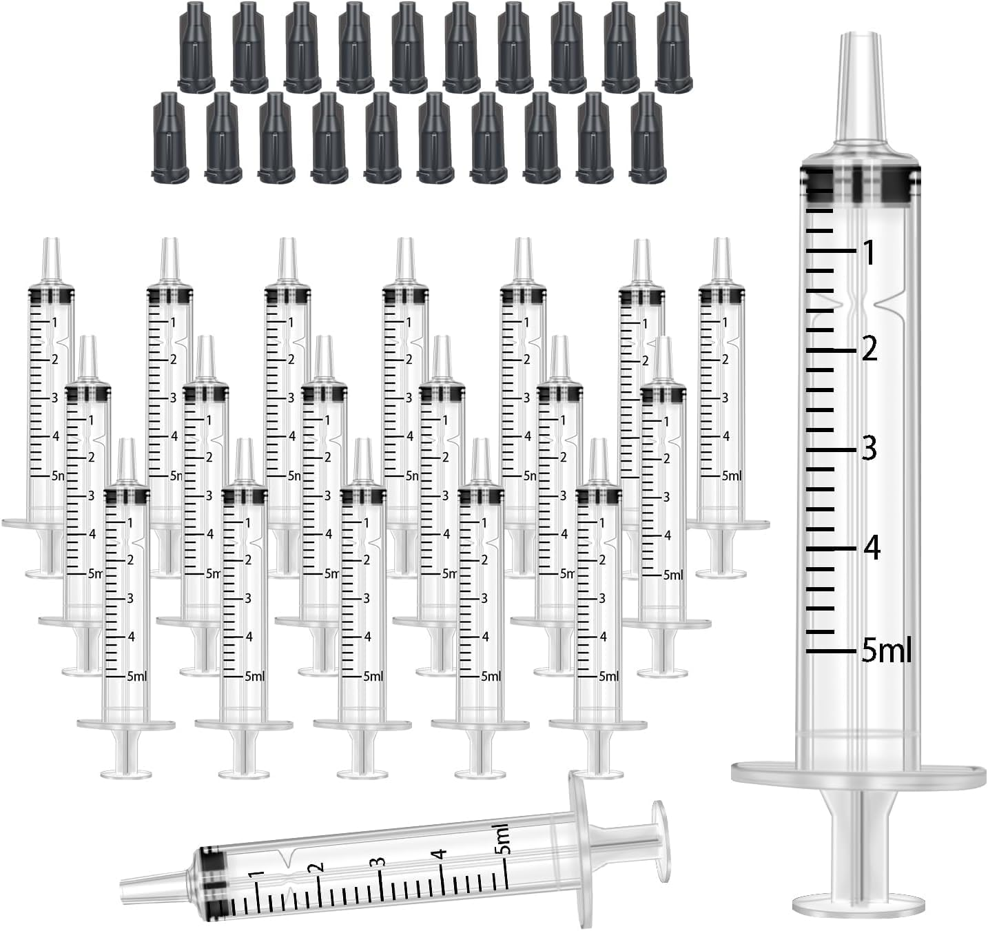 LYMI 20Pcs 5Ml Bulk Plastic Syringe, without Needle, Liquid Measuring Syringe Tools with Measurement for Scientific Labs, Liquid Measuring, Industrial (Individually Sealed) image number 4