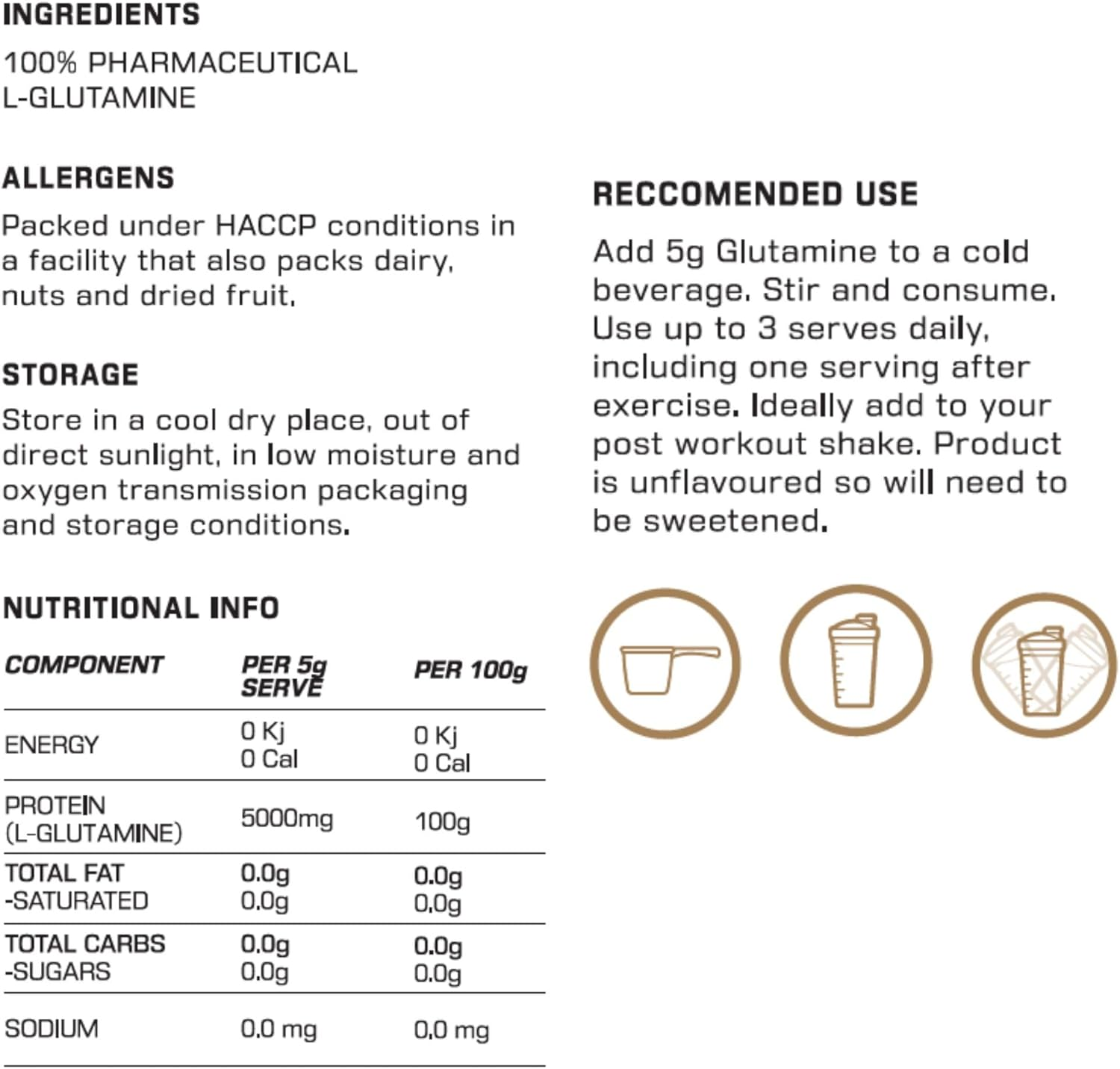 Top Athlete L-Glutamine Powder | Pharmaceutical Grade Amino Acid | Supports Muscle Recovery | Enhances Immune Function | Improves Gut Health | Unflavoured 250G (50 Serves)