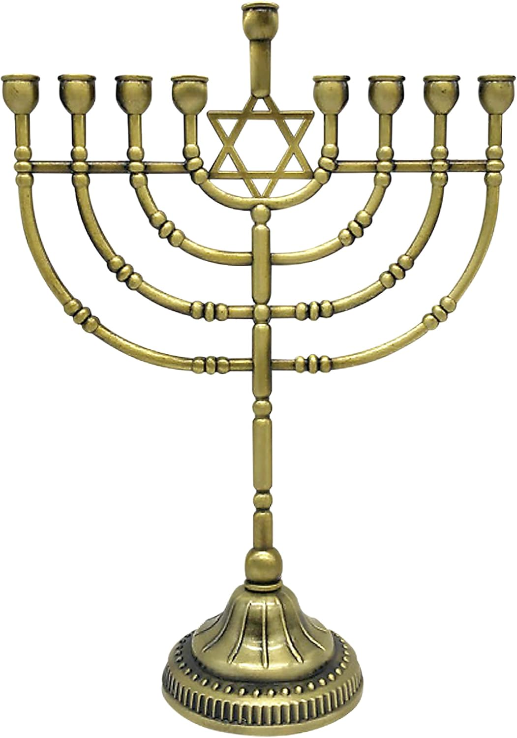Ner Mitzvah Traditional Bronze Candle Menorah Chanukah Candles - Traditional Rounded Branches - Hanukkah Menorah