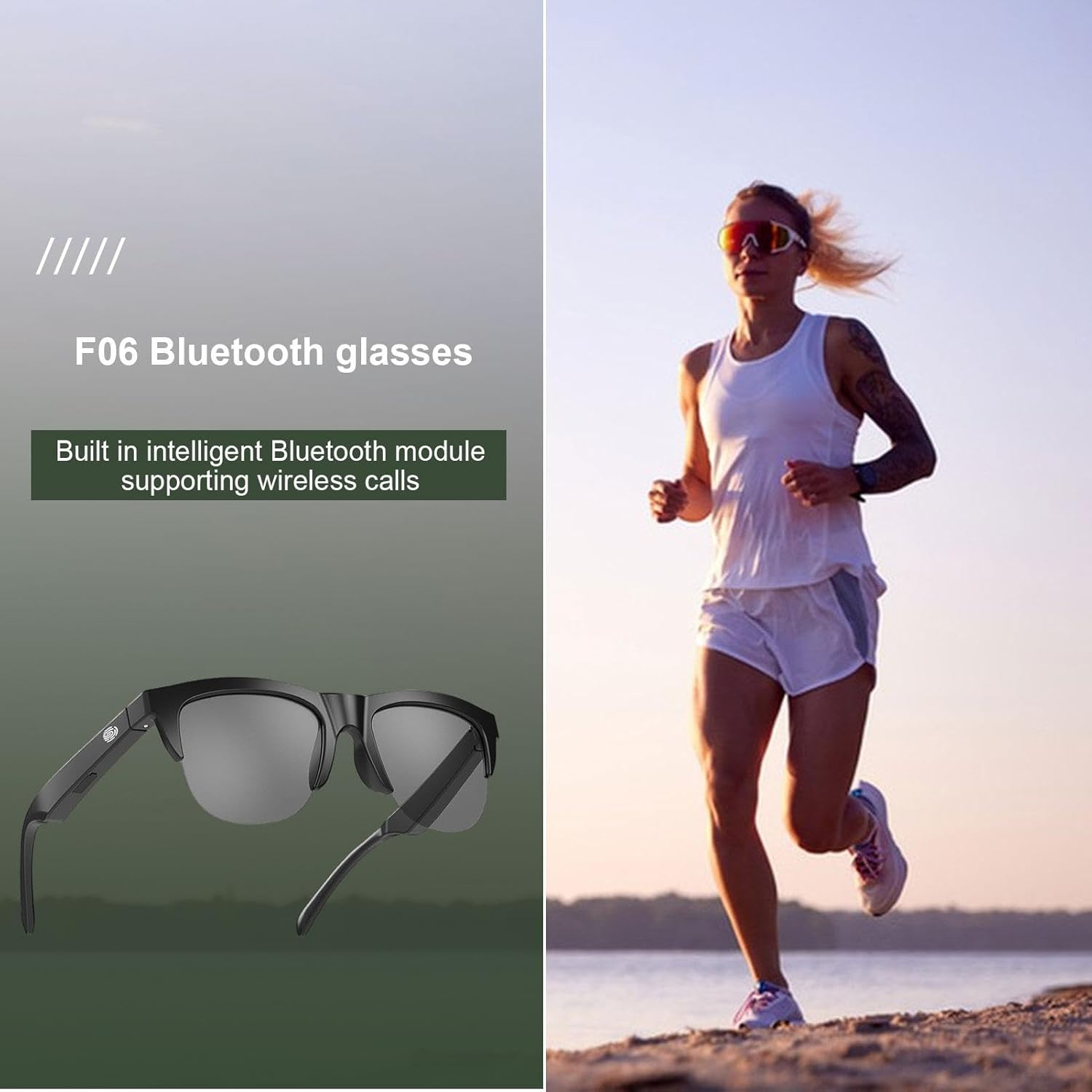 Smart Glasses, Wireless Sunglasses, UV Protection Sports Glasses with Bone Conduction Technology, High-Performance Wireless UV Block, Outdoor Sports Glasses for Walking and Riding image number 4