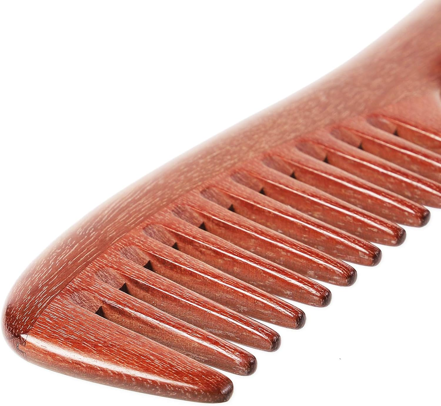 Onedor Handmade 100% Natural Red Sandalwood Hair Combs - Anti-Static Sandalwood Scent Natural Hair Detangler Wooden Comb (Red Sandalwood Extra Wide Tooth) image number 2