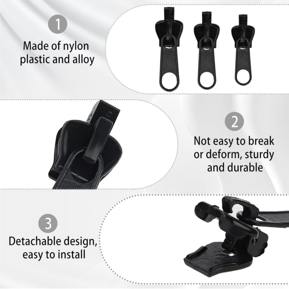 HIDOSNG 24Pcs Metal Zipper Pull Repair Kit,Universal Zipper Pulls Replacement,3 Sizes Zipper Fixer for Suitcase Zippers Pull Tab for Luggage, Backpack, Jackets, Coat, Boots, Clothing Shoes Helves image number 1