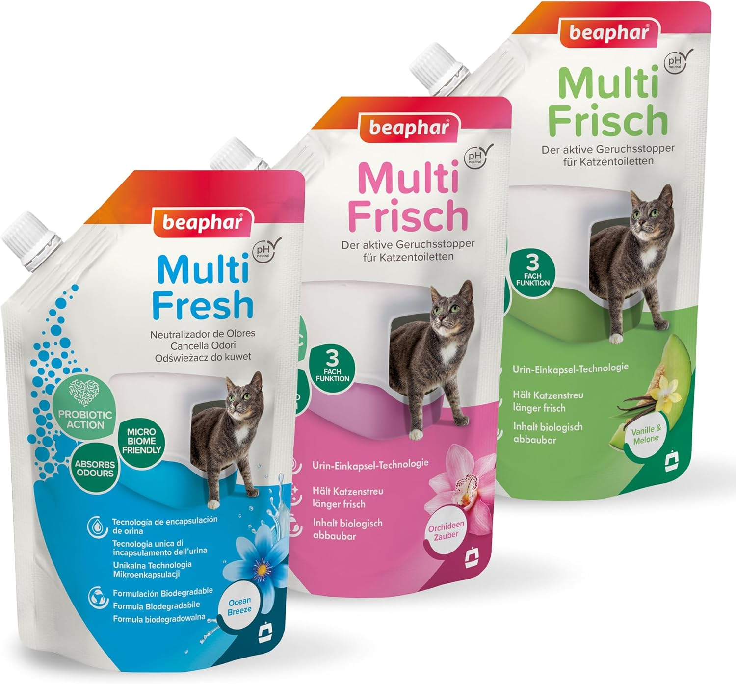 BEAPHAR Odour Absorber Cat Litter Granules Concentrated Formula - Neutralises Bad Odours - Leaves a Pleasant Fragrance (Vanilla & Melon) - 400G = 3 Months Use image number 1