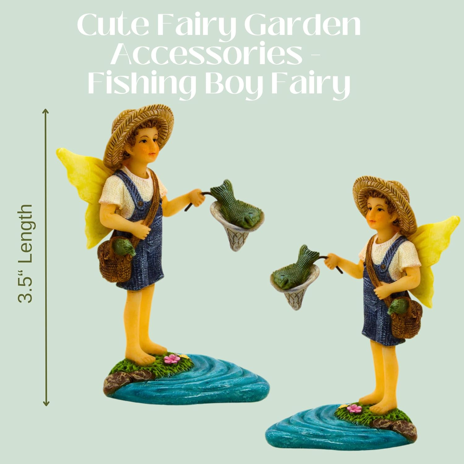 PRETMANNS Fairies for Fairy Garden - Fishing Boy Figurines &ndash; Accessories for Indoor or Outdoor Miniature Garden &ndash; 2-Piece Set image number 6