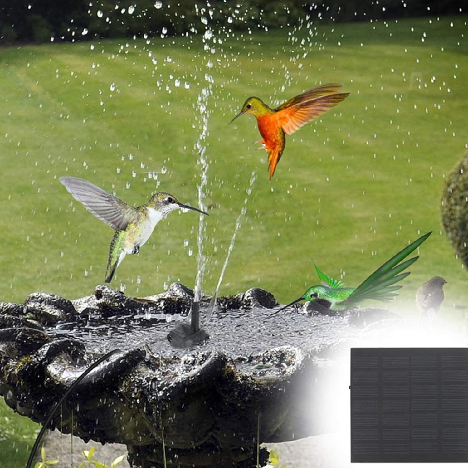 Solar Fountain,Square Solar Water Fountain with 6 Nozzle,1.2W Bird Bath Solar Water Pump with Extended - Length,Submersible Pump for Pond, Pool, Garden, Fish Tank image number 3