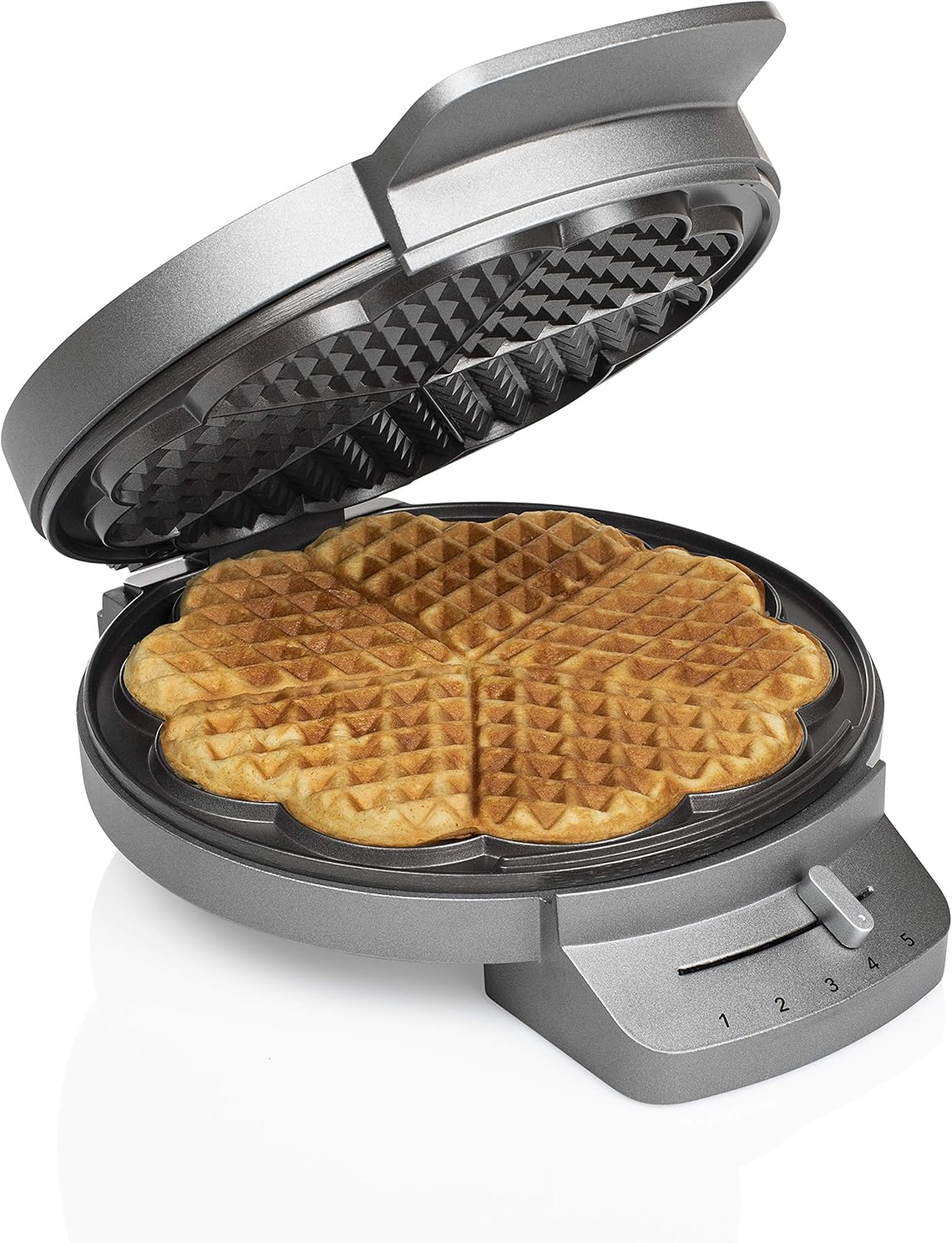 Princess 132380 Waffle Iron with Heart Waffle Shape, 1200 Watt, 0.85 M Cable Length, 5 Heat Settings, with Indicator Light image number 1
