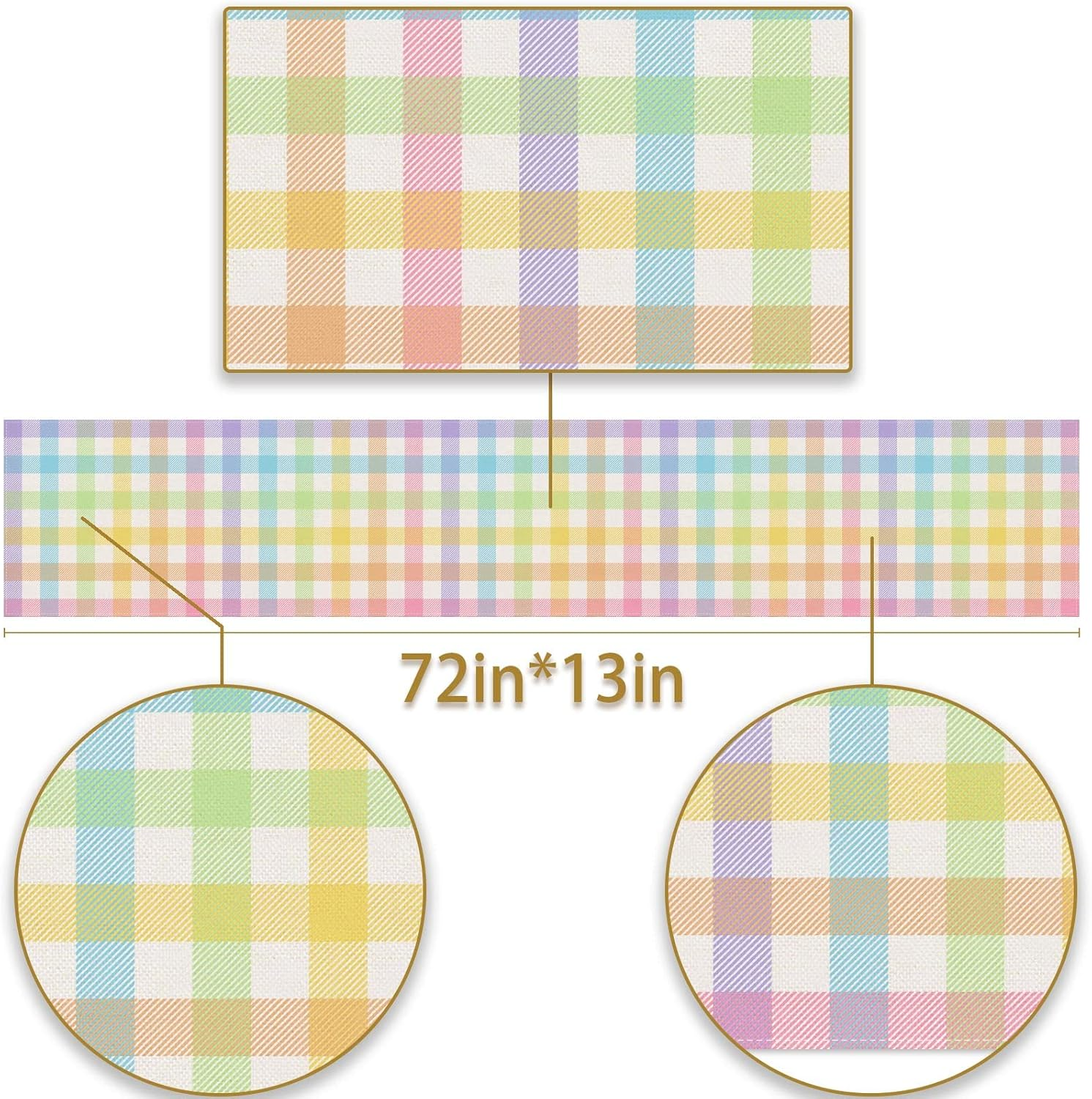 Pudodo Easter Buffalo Plaid Check Table Runner Spring Holiday Farmhouse Fireplace Kitchen Dining Room Home Party Decoration (13" X 72") image number 1