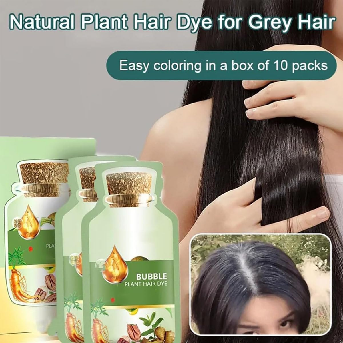 Duskweling Natural Plant Hair Dye, Corzen Bubble Plant Hair Dye, Duskweling Hair Color, New Botanical Bubble Hair Dye 10 Packs per Box (Dark Brown) image number 2