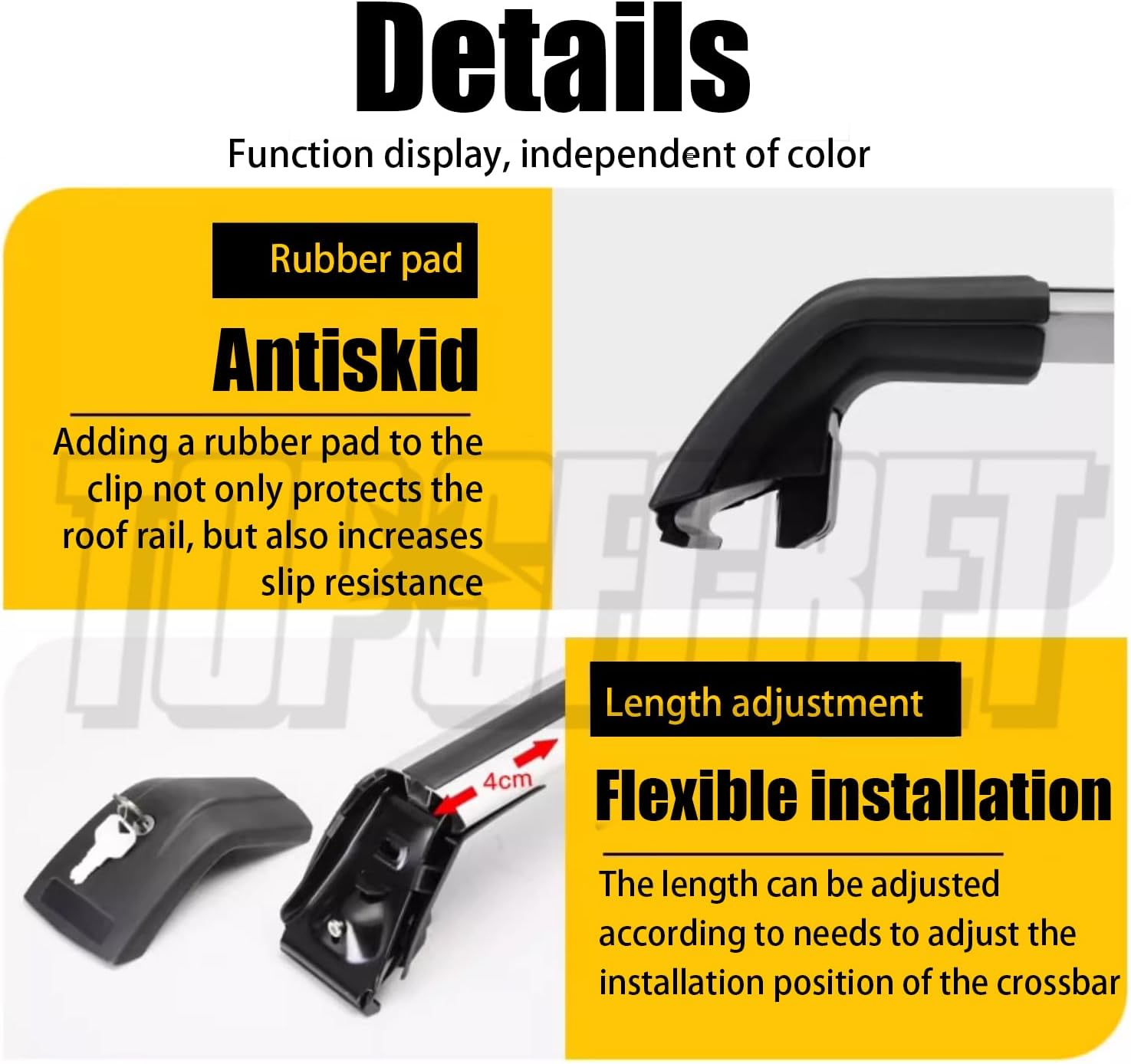 2PCS Fit for BYD Atto 3 ? Yuan plus EV ? 2022-2024 Lockable Roof Rail Rack Crossbars Cross Bars Aluminum Alloy Black image number 6