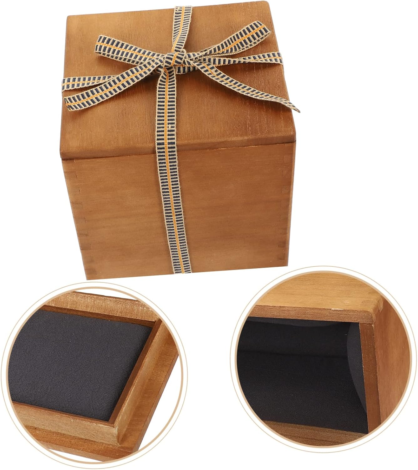 Vintage Ceramic Teacup and Vase Multi-Function Retro Wooden Storage Box Packaging Suitable for Wedding and Home Display in Square Design image number 5