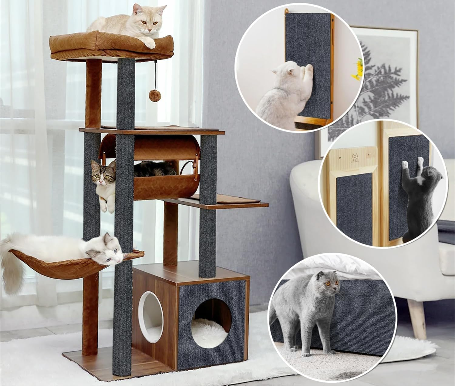 40 X 100 Cm Cat Wall Scratching Boards (Grey) image number 6