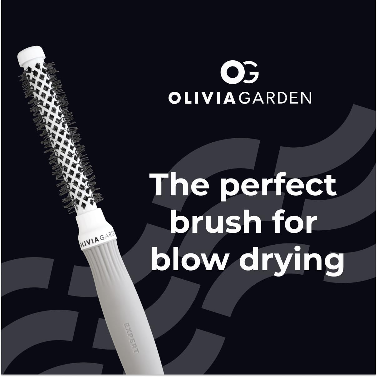 Olivia Garden Expert Blowout Shine &ndash; White & Grey - 20 - Ceramic Coated round Brush for Smooth Blowout, Frizz-Free Hair & Radiant Shine image number 1