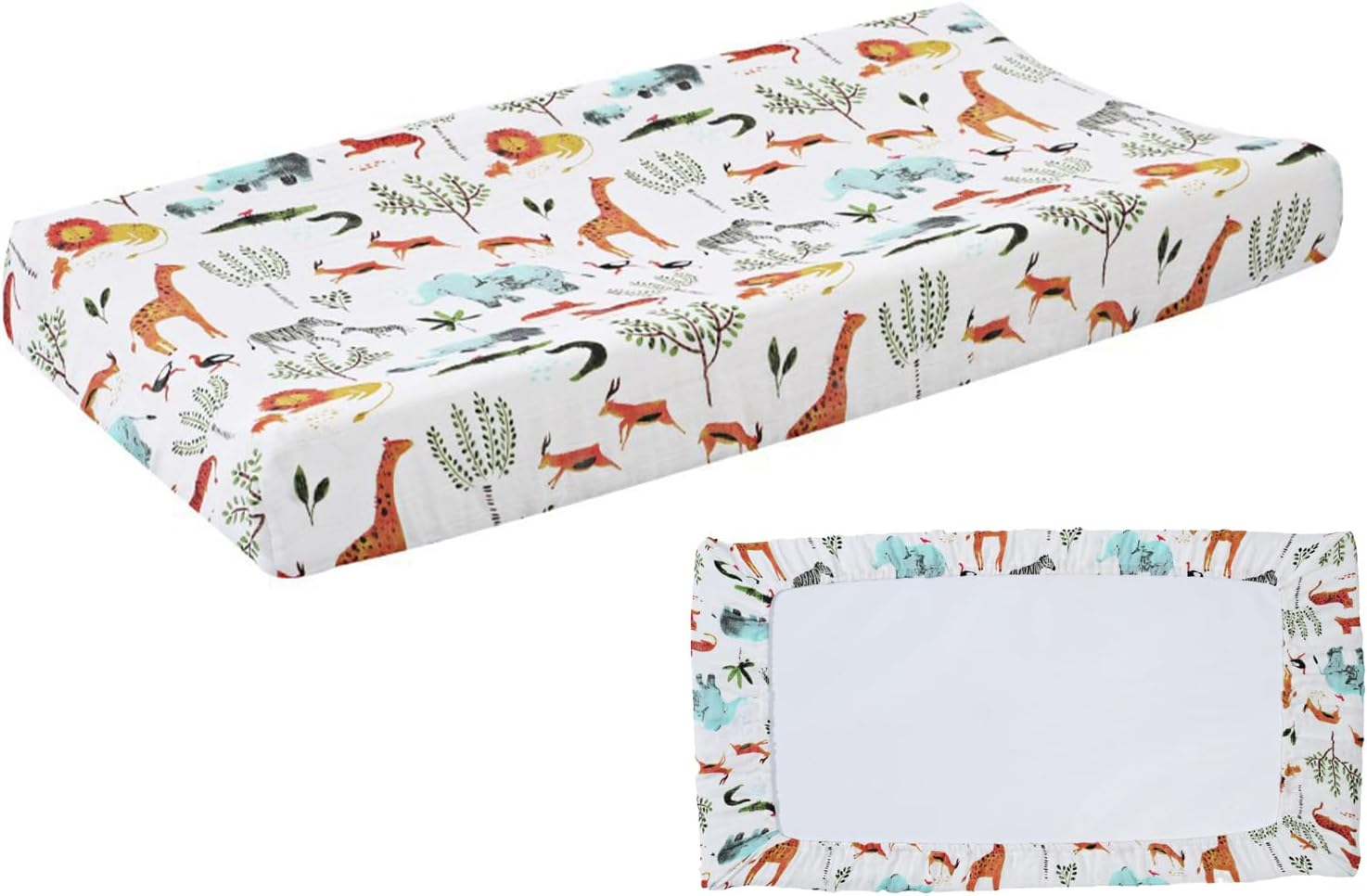 Cotton Diaper Changing Pad Cover, 82X41Cm Elastic Cute Pattern Cradle Mattress Sheets, Super Soft & Breathable, Stylish Flowers Animal Changing Pad Covers for for Baby Boys Girls（Cover Only）