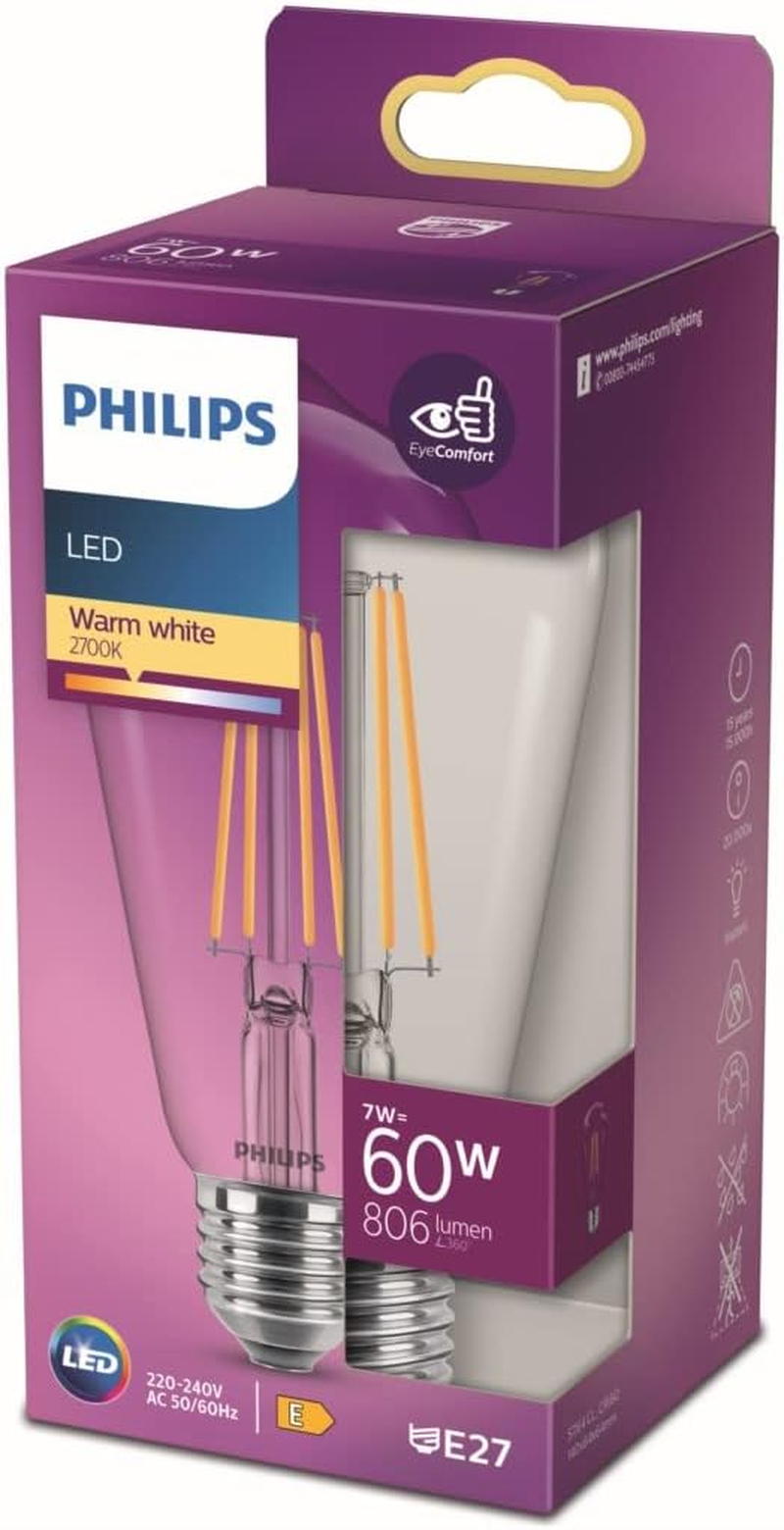 Philips LED Premium Classic ST64 Light Bulb [E27 Edison Screw] 7W - 60W Equivalent, Warm White (2700K) image number 1