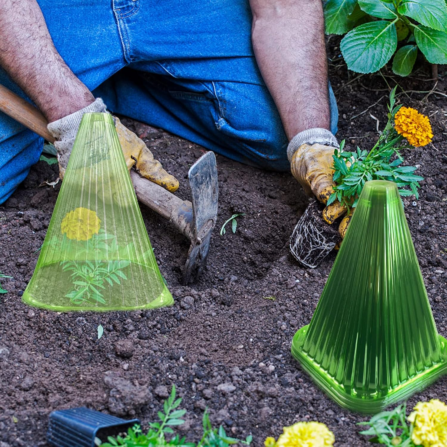 Foxtell 30 Pack Garden Cloches for Plants, 7.7" D X 8.7" H Reusable Plant Bell Cover,Protects Plants from Birds, Frost image number 4