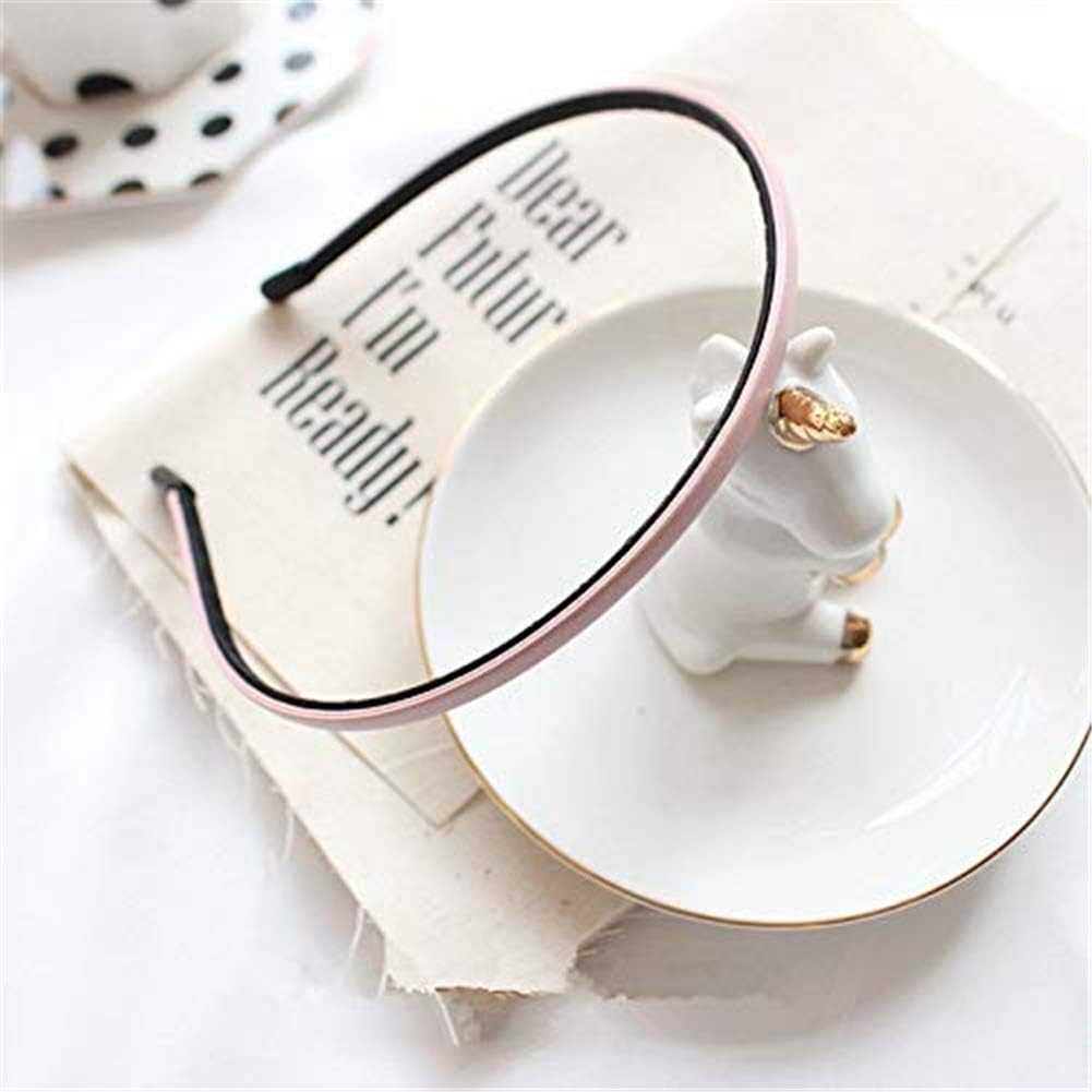 Shungfun Cute Solid Simple Leather Covered Party Headband Hair Bows Hair Loop Clasp Glitter Hairbands for Women and Girls image number 1