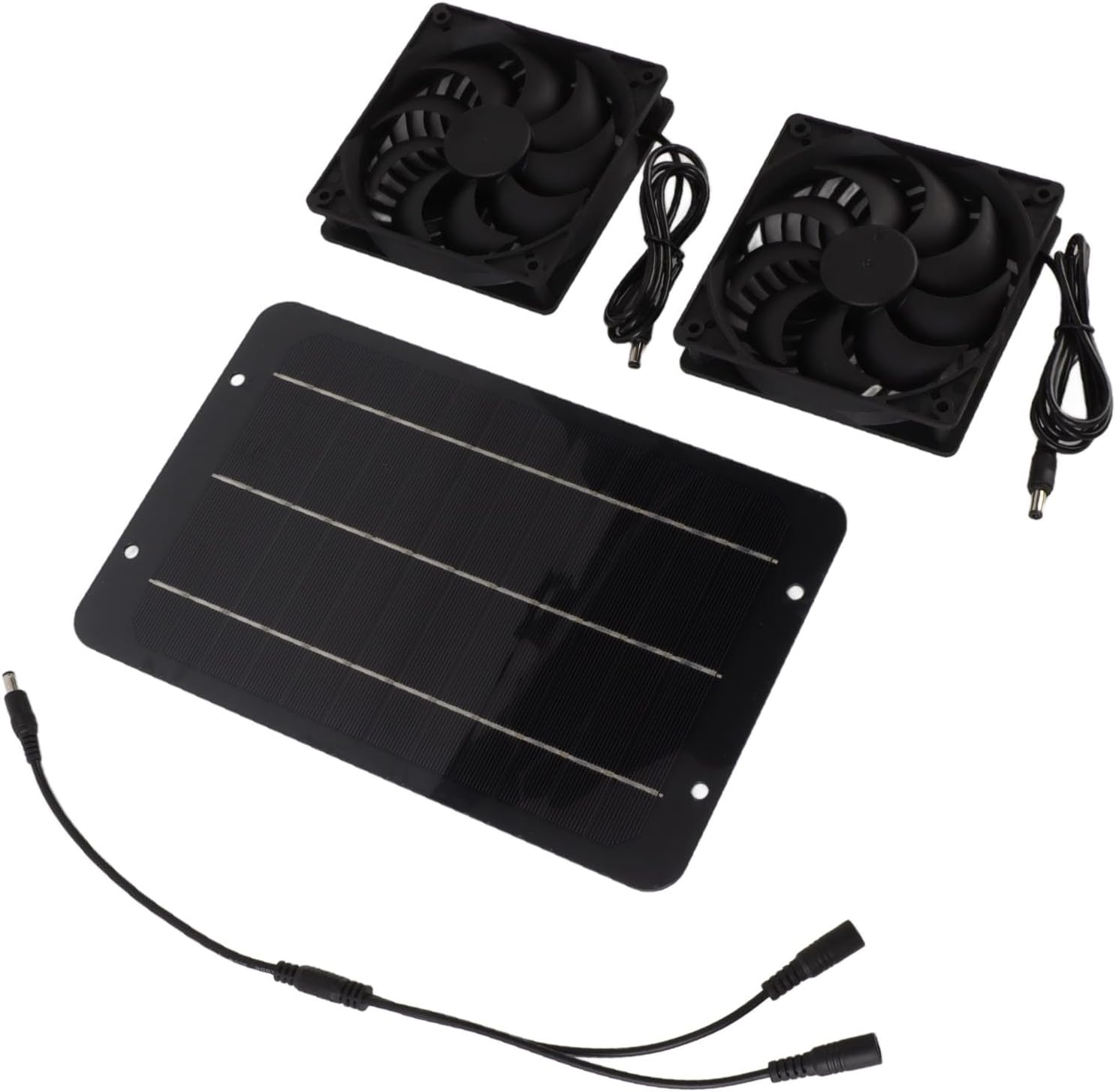 Solar Panel Fan, 10W Solar Powered Dual Fans for Chicken House Greenhouse Dog House with Protective Net, Solar Exhaust Intake Fan Kit image number 5