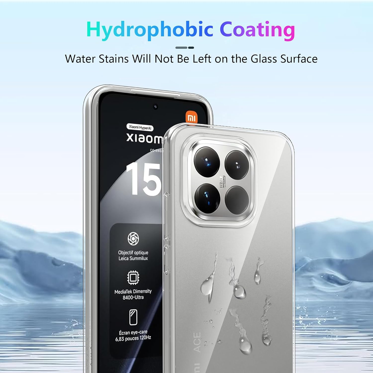 Effcotuo Case for Xiaomi 15T 5G Cover with 2 Pieces Screen Protector for Tempered Glass Screen Protector Transparent Mobile Phone Case Transparent Silicone TPU Protective Case