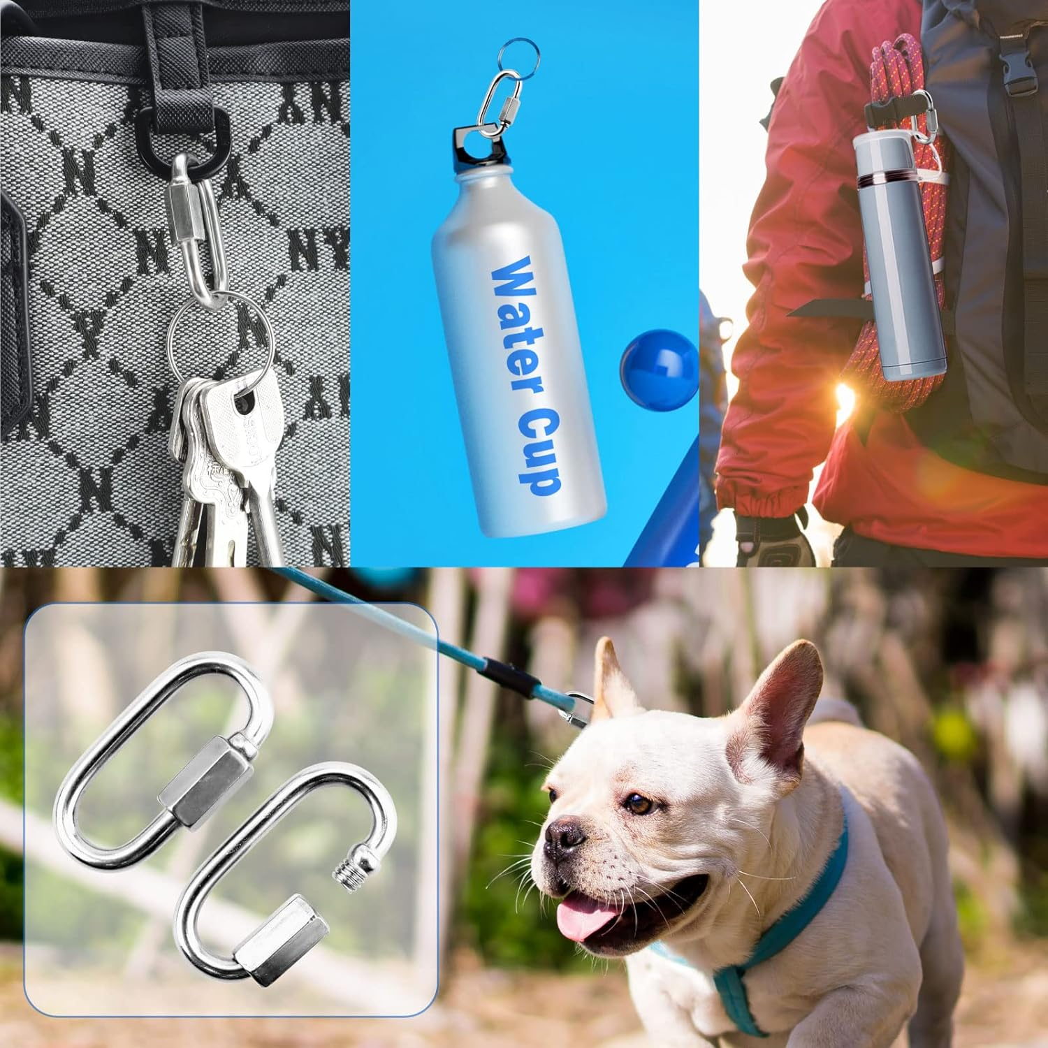 YETOOME 10 Pack 304 Stainless Steel M3.5 Chain Link, 1/8 Inch D Shape Locking Quick Chain Repair Links Pets Keychain for Outdoor Traveling Equipment image number 2