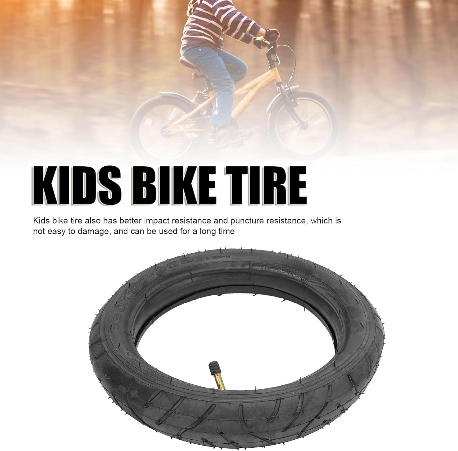Baby Stroller Tire 12X1.75/1.95 Stroller Wheel Tire, 280X65‑203 Baby Stroller Inner and Outer Tires Rubber Tyre and Tube, Replacement Parts for Stroller Kid Bike Wheels image number 1