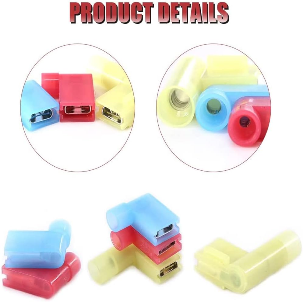 60Pcs Fully Right Angle Insulated Female Flag Spade Terminals Connector 0.5-6Mm image number 5