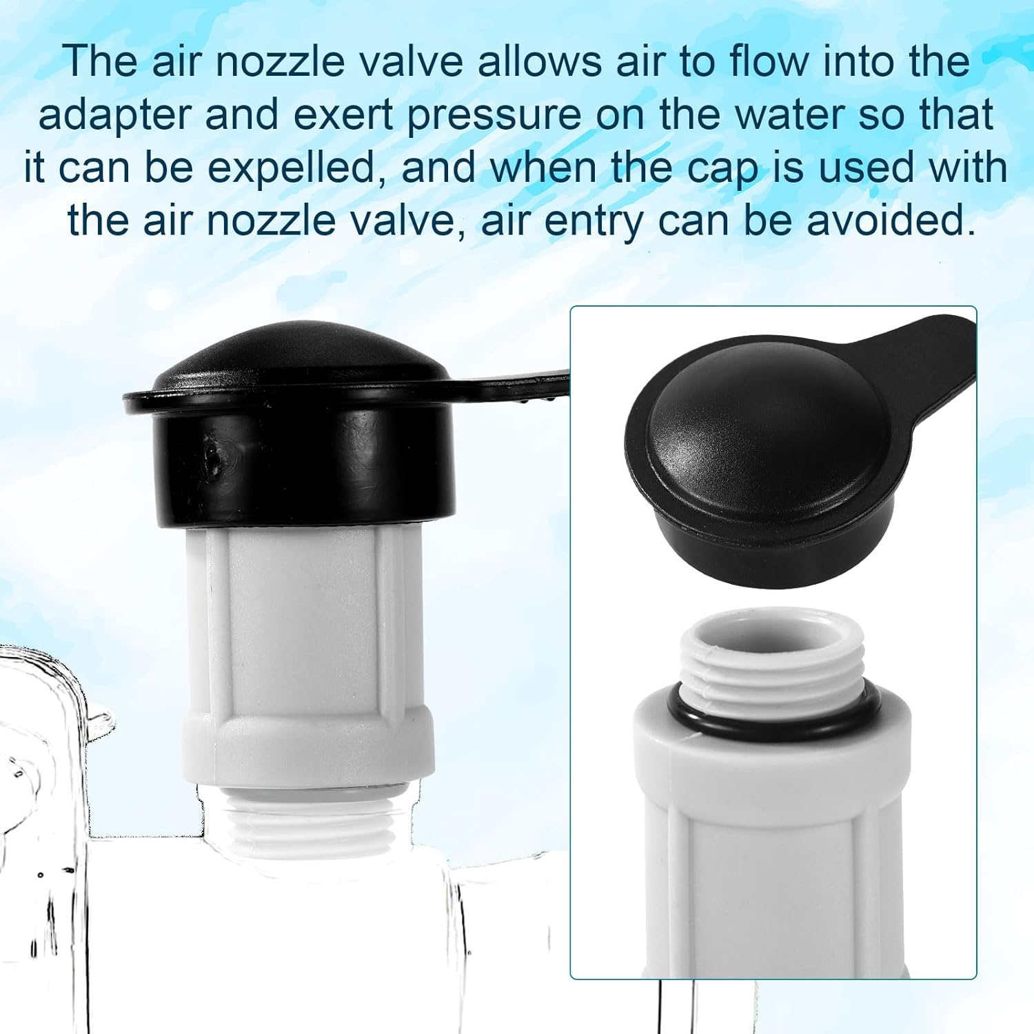 12363 12373 Air Jet Valve & Jet Valve Cap, Pool Air Induction Valves Replacement Parts for above Ground Swimming image number 2