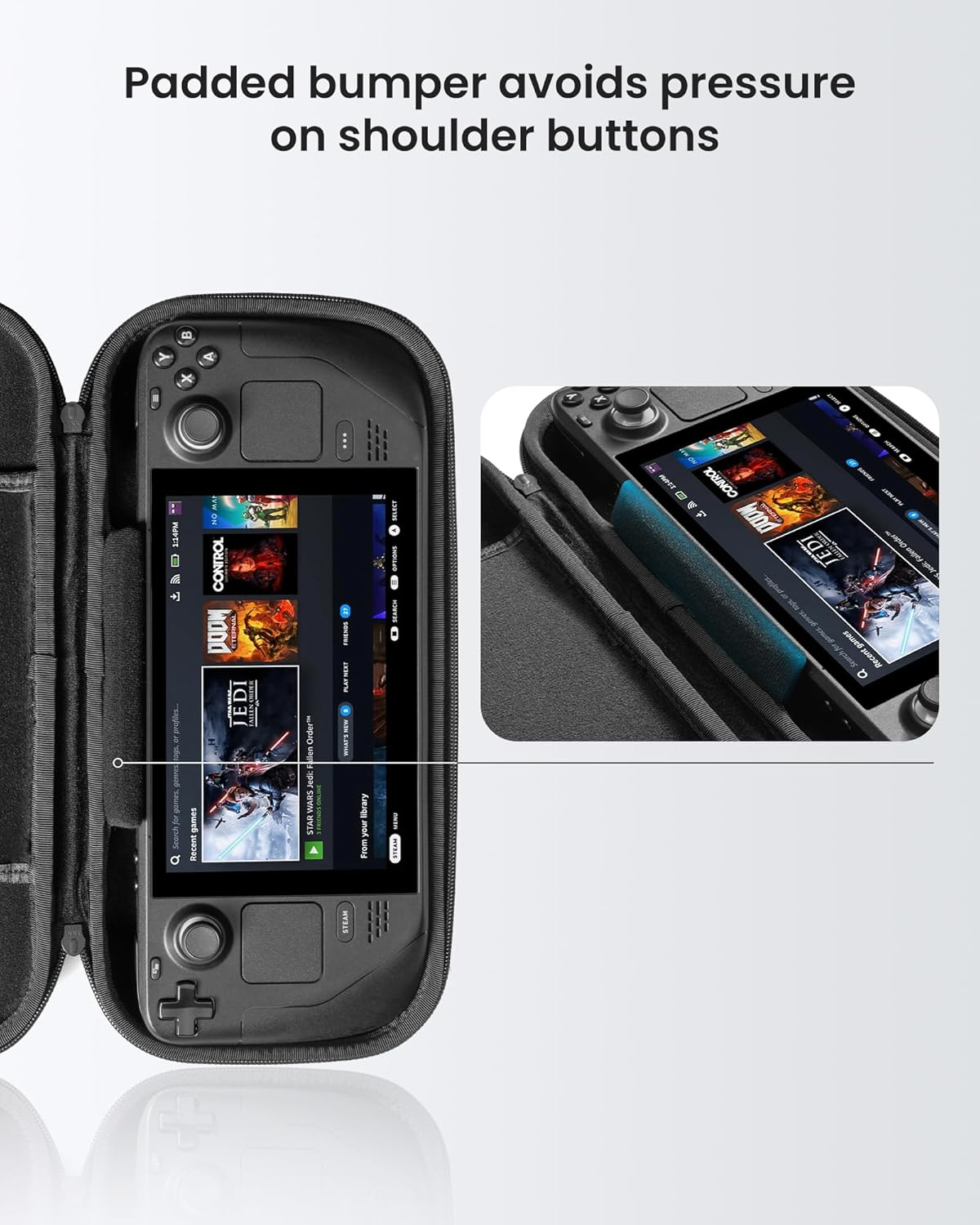 Tomtoc Protective Case for New Steam Deck OLED and Steam Deck, Hard Shell Portable Travel Carrying Bag for Steam Deck Console & Accessories, Shockproof, Travel Friendly, Black