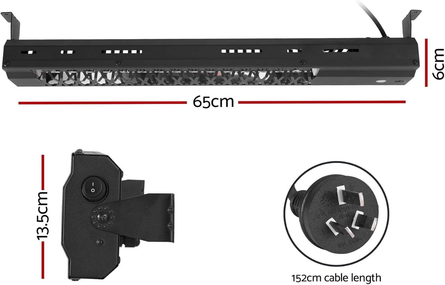 Devanti Radiant Heater, 2000W Portable Electric Infrared Strip Heaters for Bedroom Indoor Home Room Bathroom Space Heating, Remote Control Wall Ceiling Mounted Black image number 5