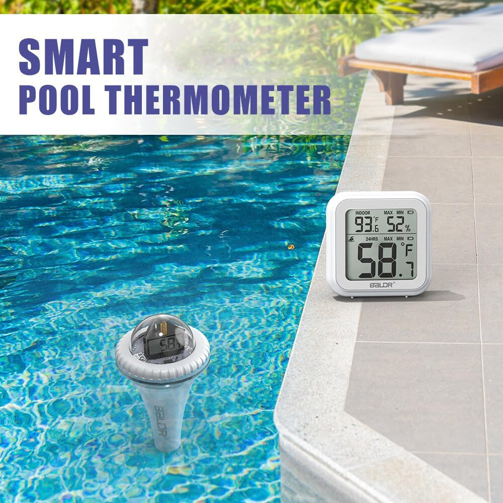 Pool Thermometer, Wireless Pool Thermometer Floating Easy Read, Pool Thermometer for Swimming Pool Hot Tubs Pond Test Kits & Thermometers Screen 360 Degree Visibility White Not Included image number 5