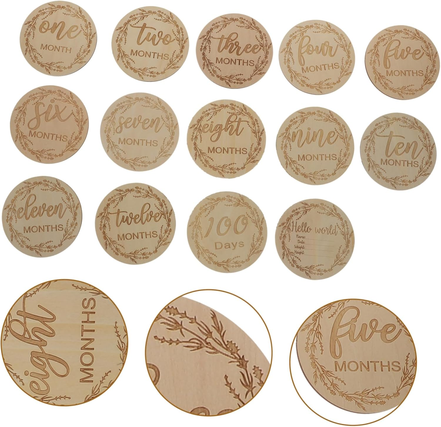 12Pcs Wooden Cards Growth Recording Cards for Boy Girl Monthly Memory Keepsakes Safe Smooth Finish for Parents Photography and Social Media Sharing