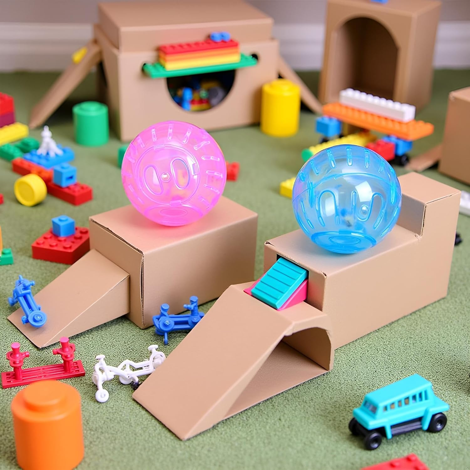 2Pcs Hamster Balls Dwarf Hamster Exercise Balls Running Wheel Gerbil, Small Animals, Small Pet Supplies(Blue and Pink) image number 2