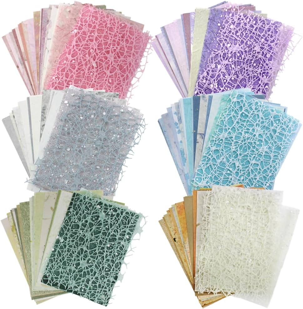 156 Sheets Scrapbook Paper Textured Paper Assorted Set, Finegood Decorative Mesh Fabric Paper for Card Making Scrapbooking Journaling Supplies image number 2