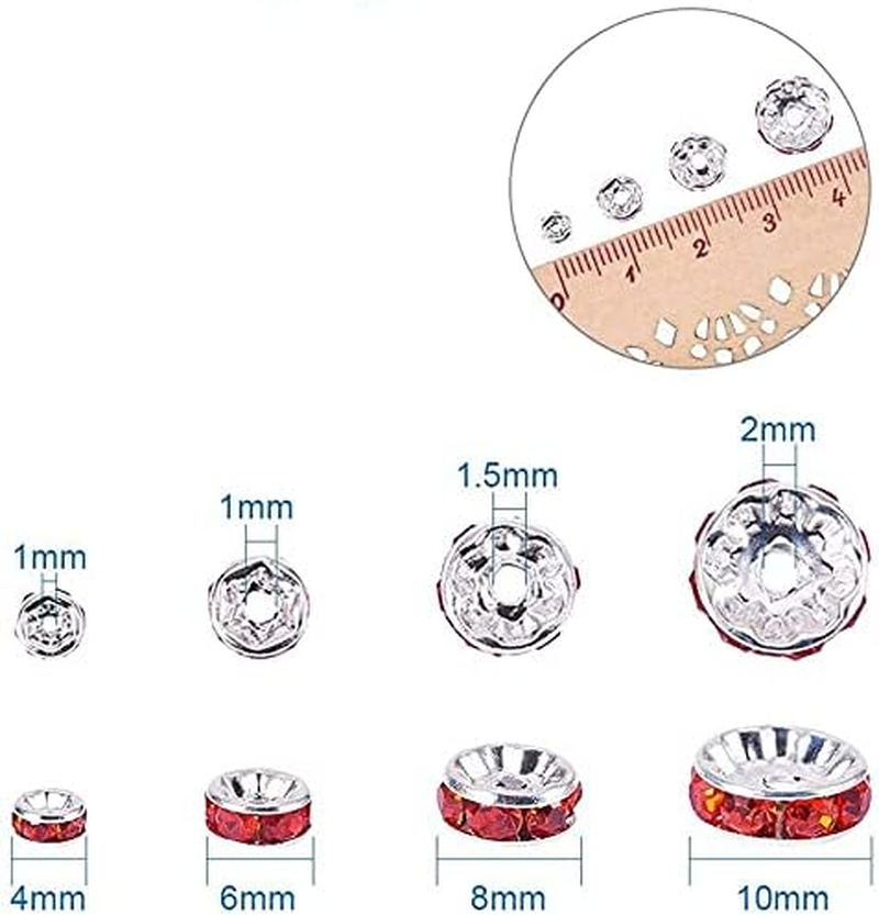 Allb 100Pcs Rondelle Spacer Beads 8Mm Silver Plated Czech Crystal Rhinestone for Jewelry Making Loose Beads for Bracelets image number 3