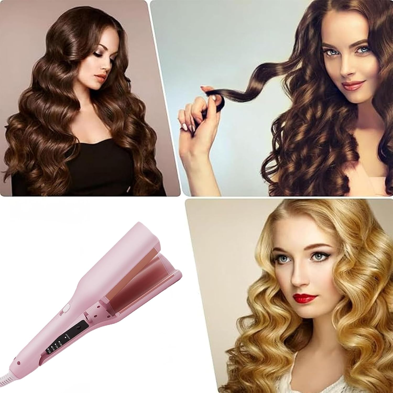 Long Hair Curling Iron,Negative Ion Anti-Scalding Curling Iron - Hairdressing Tool with Adjustable Temperature for Salon Home Travel Vacation Party Date Night Wedding Dance Girls Ladies