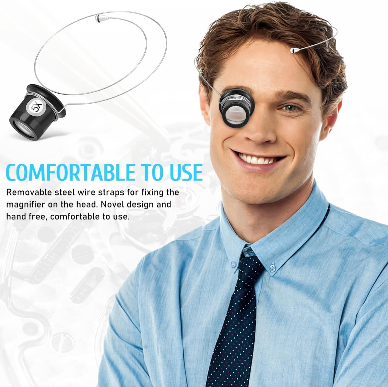 Garneck 1Set Jewelry Magnifying Loupe Headband Tool for Watch Repair Portable Magnifying Glass with Removable Steel Wire Straps for Precision Work for Inspecting Watches and Delicate Components image number 4