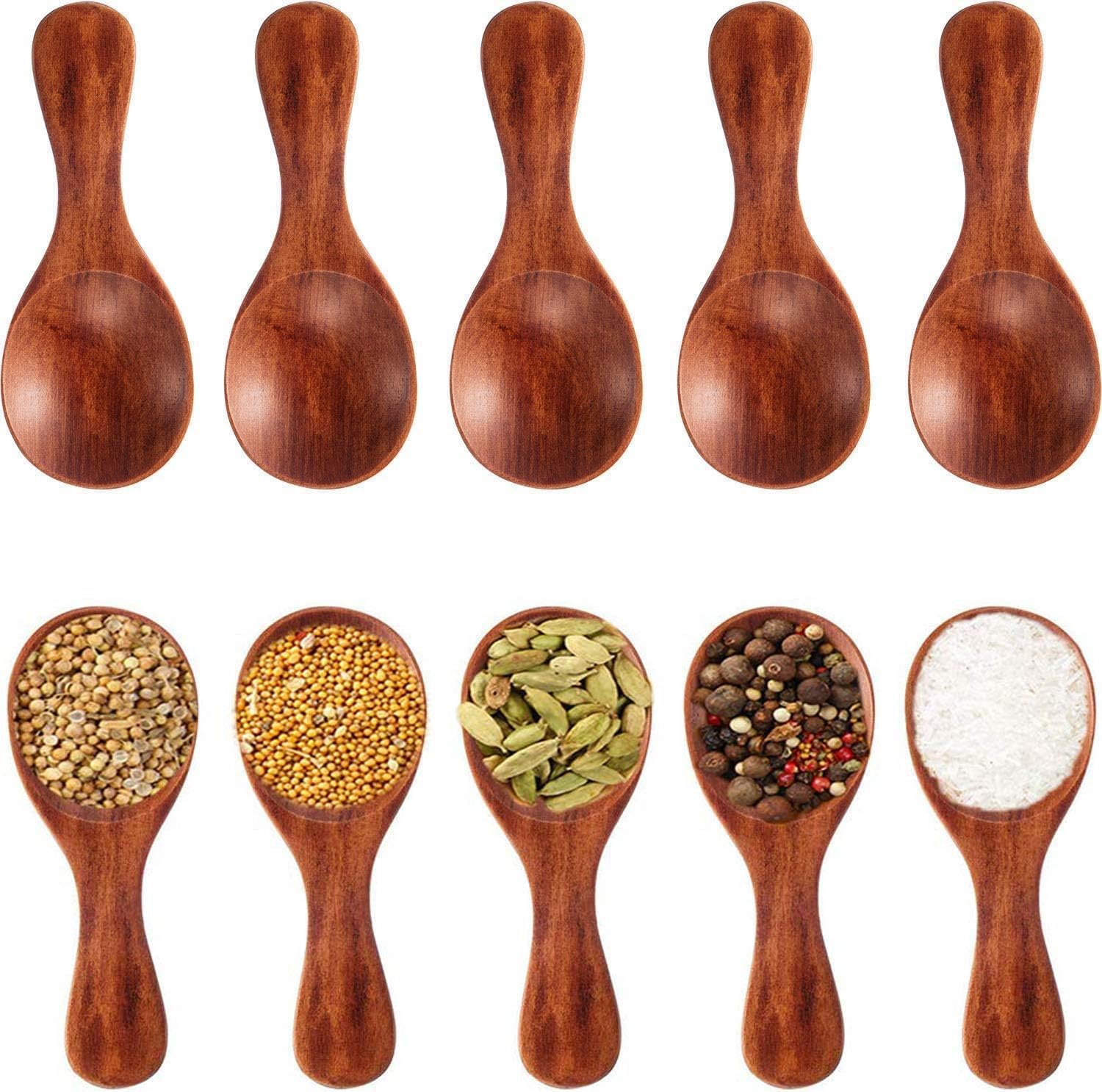 20 Pack Mini Wood Spoon with Short Handle-Small Wooden Salt Spoon, Perfect for Small Jars of Jam, Spices, Condiments, Seasoning, Sugar, Honey, Coffee, Tea, Mustard, Ice Cream image number 4