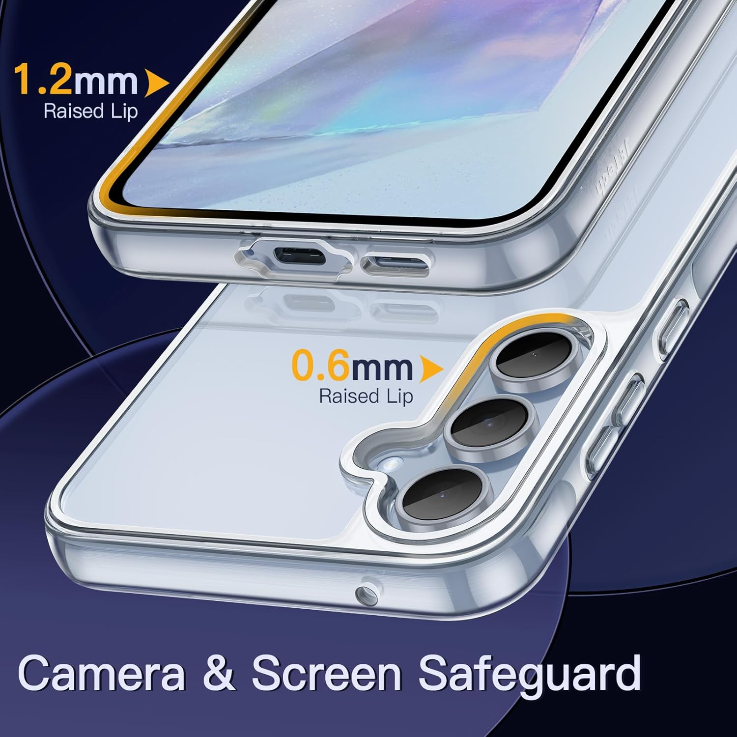 Jetech 3 in 1 Case for Samsung Galaxy A55 5G, with 2-Pack Screen Protector, Tempered Glass Film, Shockproof Bumper Phone Protective Cover Clear Back (Clear) - Purple image number 6