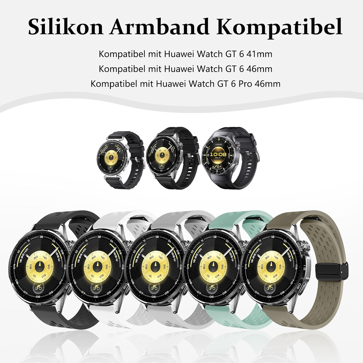 Hiseus Strap Compatible with Huawei Watch GT 6 41 Mm / 6 46 Mm / 6 Pro Silicone Sports Watch Strap image number 5