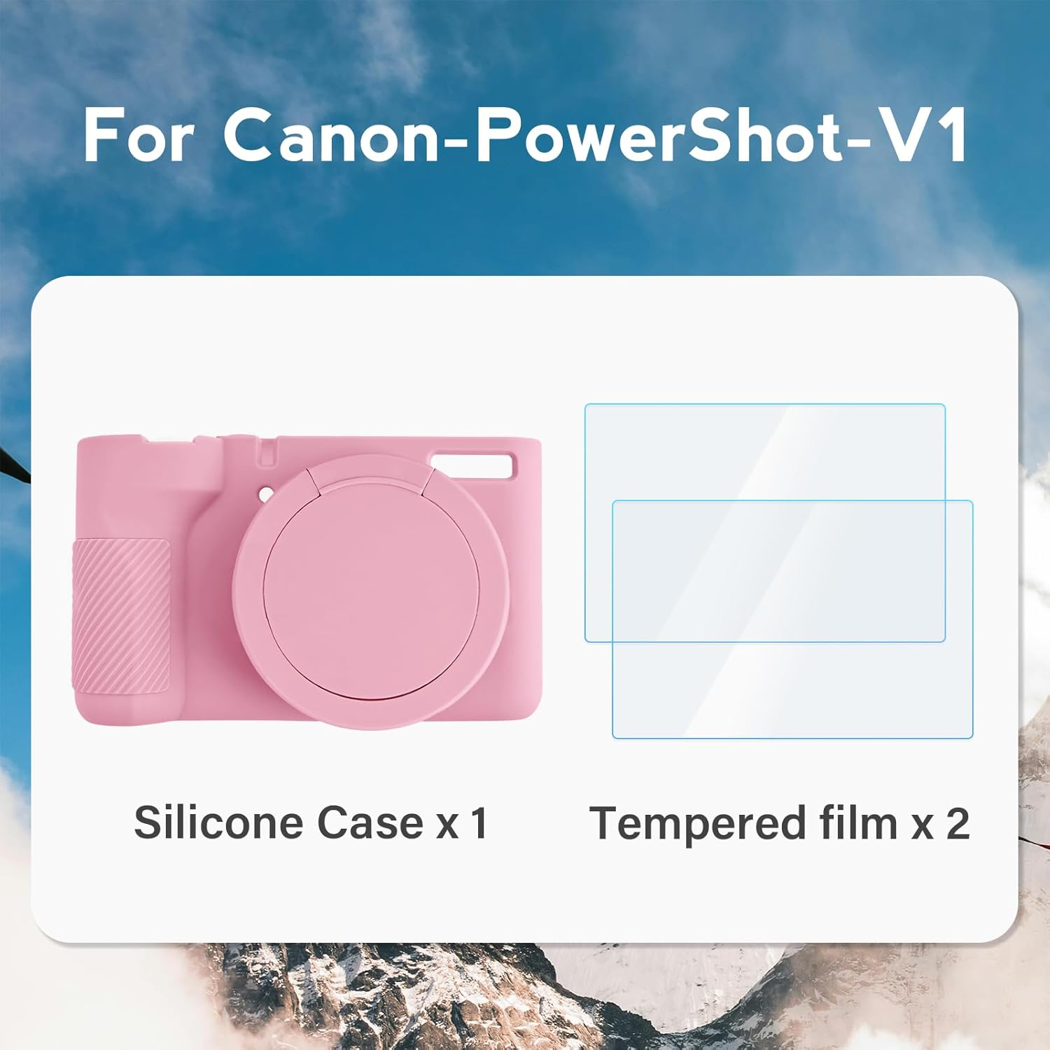 TYUANDOUER Silicone Case for Canon Powershot V1 & LCD Screen Protector Accessories Kit, Camera Case for Canon V1 with Lens Cap, Body Cover for Powershot V1 - Pink - Grey image number 5