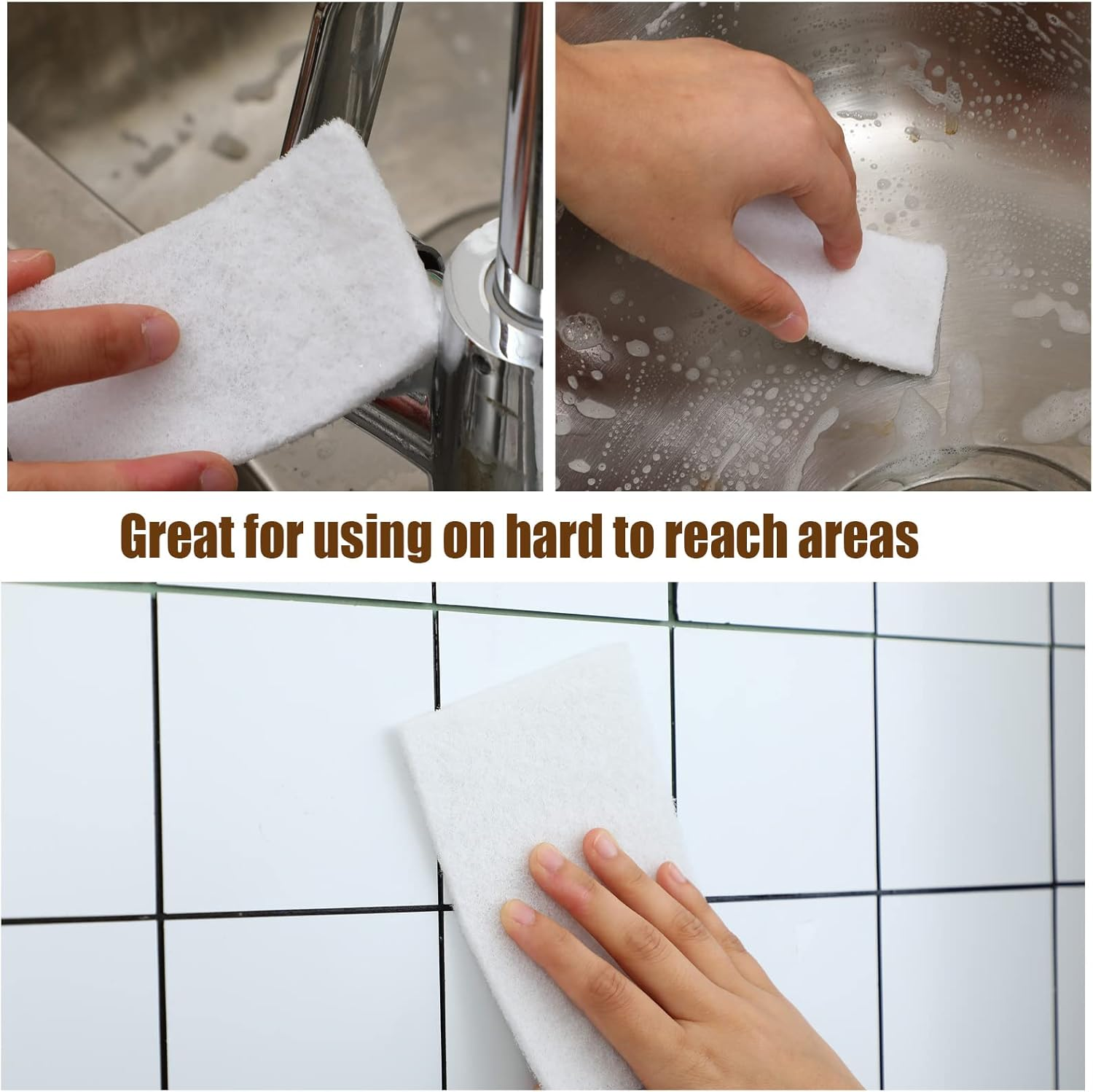 20 Pieces White Scrubbing Pad Non Scratch Scouring Pads Non Woven Scouring Sponge Multipurpose Abrasive Multi Surface Scrubber for Cleaning Polishing(4 X 6 Pulgadas) image number 4